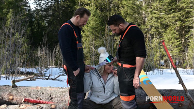 Sexy snowboarder brittany invites lumberjacks back for dp